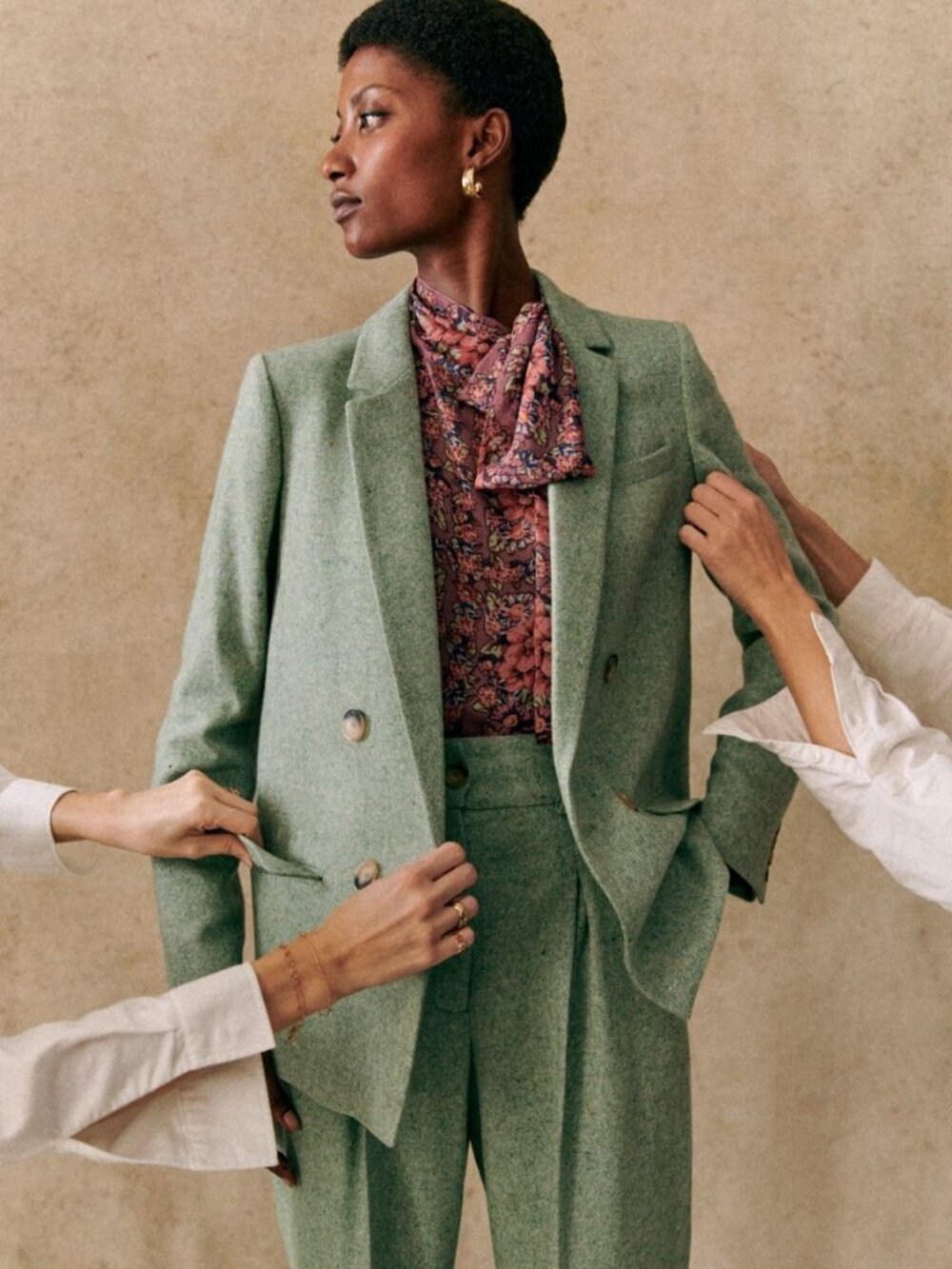 Sezane Christie Sea Green Wool Jacket, Sz 38/6, BNWT